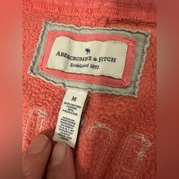 Abercrombie & Fitch Cropped Sweatpants Butt Spell Out Pink y2k 90s Size Medium - Picture 9 of 10